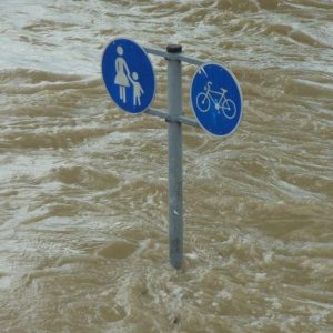 Verkehrsschilder im Wasser